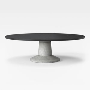contemporary table / laminate / concrete base / oval
