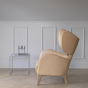 Scandinavian design armchair / fabric / leather / wing