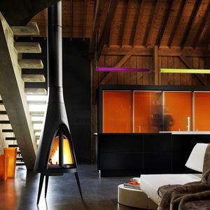 wood heating stove / central / cast iron / original design
