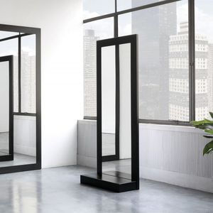 free-standing mirror / contemporary / rectangular / sheet steel