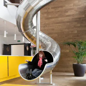 Curved slide - GOOGLE ZURICH - atlantics GmbH - for playground / stainless  steel