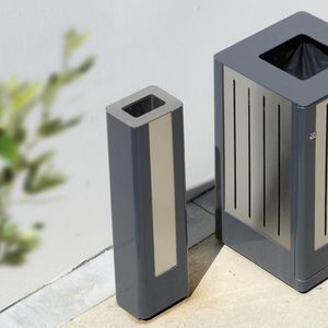 pedestal ashtray / steel / stainless steel / for outdoor use