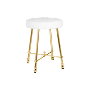traditional stool / brass / upholstered / round