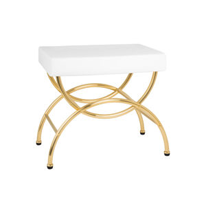 contemporary stool / brass / upholstered / rectangular