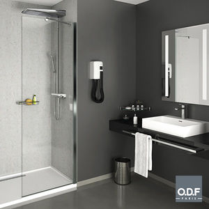 fixed shower screen / rectangular / glass / for hotel rooms