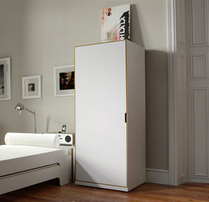 contemporary wardrobe / plywood / melamine / with swing doors
