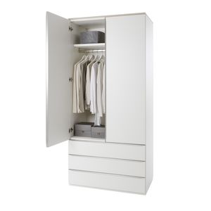 contemporary wardrobe / plywood / melamine / with swing doors