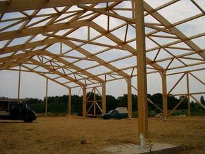 glue-laminated wood portal frame