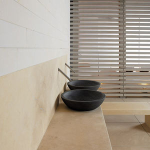 countertop washbasin / rectangular / natural stone / contemporary
