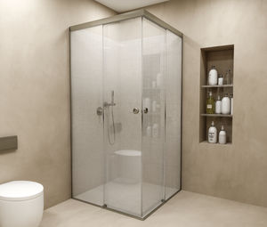 glass shower / corner / with sliding door / commercial