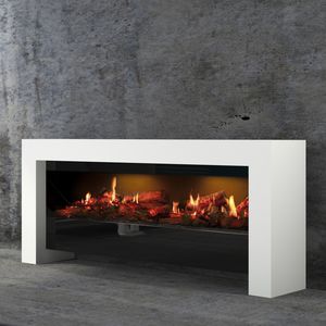 electric fireplace / contemporary / open hearth / free-standing