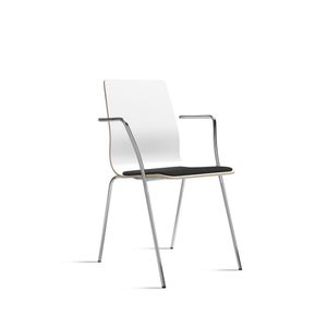 contemporary chair / stackable / with armrests / oak