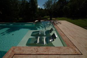 contemporary sun lounger / stainless steel / pool