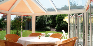 sliding and stacking patio door / folding / aluminum / double-glazed