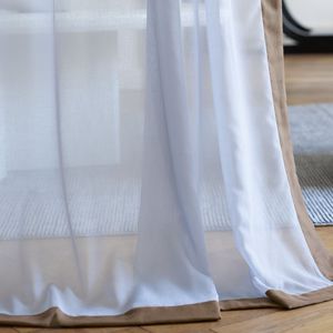 plain sheer curtain fabric / linen / polyester / washable