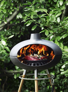 wood-burning oven / free-standing / garden / with grill