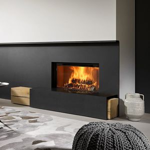 wood-burning fireplace / contemporary / closed hearth / built-in