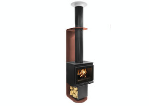wood heating stove / central / metal / contemporary