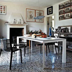 contemporary table / aluminum / aluminum base / rectangular