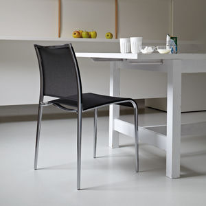 contemporary chair / stackable / with armrests / mesh