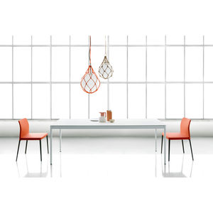 contemporary table / ceramic / steel / metal base