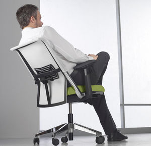 contemporary office armchair / fabric / leather / on casters