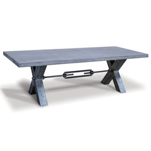 traditional table / oiled wood / oak / painted steel base