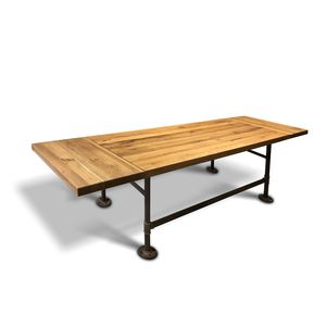contemporary table / oak / painted steel base / rectangular