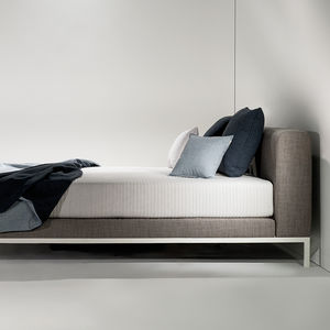 double bed headboard / contemporary / fabric / leather