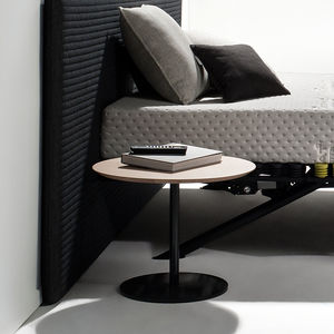 contemporary bedside table / oak / metal / round
