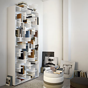contemporary bookcase / lacquered MDF / by Studio Nendo