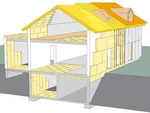 polyurethane (PUR) core two-component insulation board / 1 face in wood / for roofs