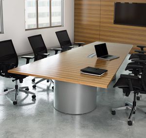contemporary conference table / laminate / metal base / rectangular