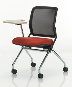 contemporary conference chair / upholstered / on casters / tablet