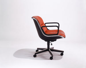 contemporary executive chair / leather / fabric / on casters