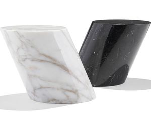 contemporary side table / marble / marble base / oval