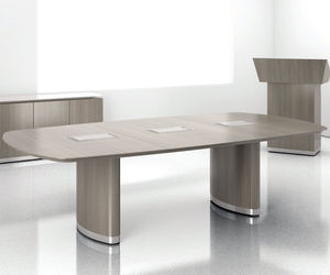 contemporary boardroom table / laminate / aluminum / glass