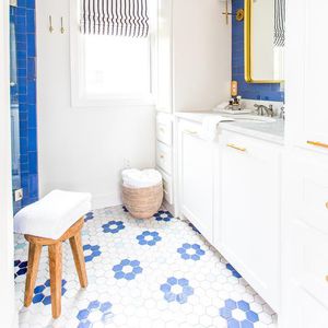 indoor mosaic tiles / floor / ceramic / hexagonal