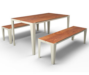 contemporary table and bench set