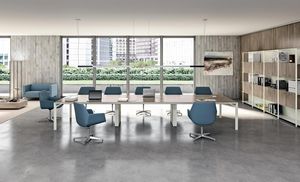 contemporary boardroom table / metal / rectangular / extending
