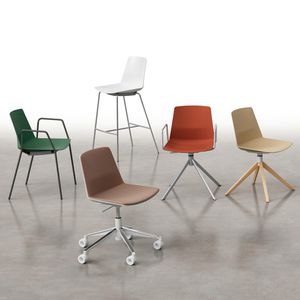 contemporary visitor chair / with armrests / stackable / sled base