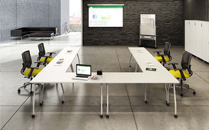 contemporary boardroom table / laminate / aluminum base / rectangular