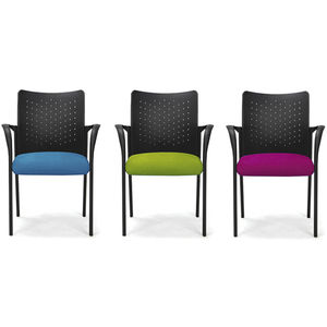 contemporary visitor chair / with armrests / upholstered / stackable