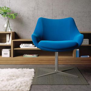 contemporary visitor armchair / fabric / leather / swivel