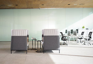 contemporary visitor armchair / fabric / aluminium / high-back