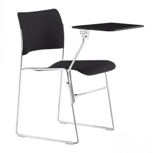 contemporary conference chair / tablet / sled base / metal