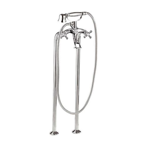 Double-handle bathtub mixer tap - V4101XL  - DANIEL RUBINETTERIE - floor-mounted / chrome-plated brass / bathroom