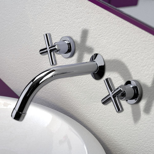 Double-handle washbasin mixer tap - J5022 - DANIEL RUBINETTERIE - wall-mounted / chrome-plated brass / bathroom