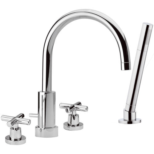 Double-handle bathtub mixer tap - J4492 - DANIEL RUBINETTERIE - deck mounted / chrome-plated brass / bathroom