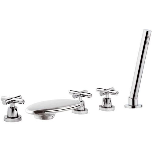 Double-handle shower mixer tap - J4498  - DANIEL RUBINETTERIE - for bathtub / deck mounted / chrome-plated brass